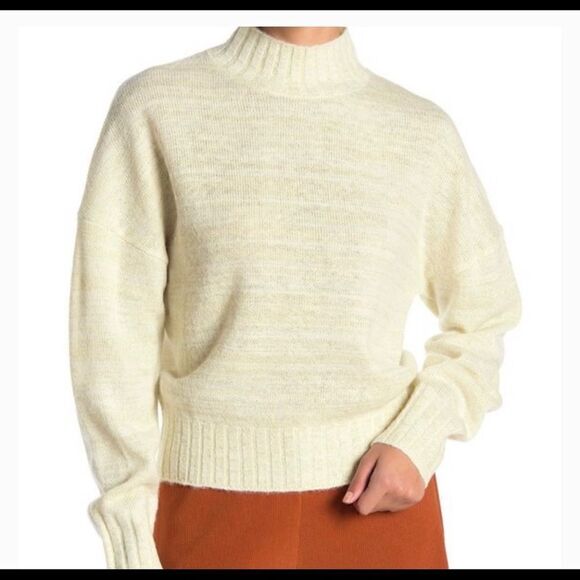 NSR Cream/Gold Sparkle Mock Neck Knit Sweater Size XL - Picture 1 of 9